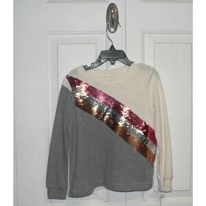 C & C California Girls Sequin Long Sleeve Top in White & Grey XSmall (4/5) $28